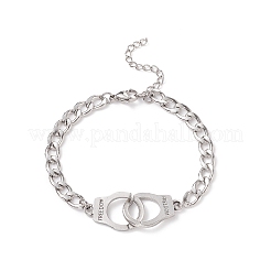 Bracciale a manette in acciaio inossidabile 201 anti-ossidazione con catene a maglie per uomo e donna&nbsp;BJEW-TA00172