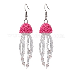 Pendientes colgantes de medusas con cuentas de semillas de vidrio&nbsp;EJEW-MZ00435-05