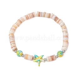 Bracelets en perles de coquillages d'eau douce naturelles avec tortues de mer et étoiles de mer&nbsp;BJEW-55.0-03