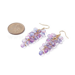 Boucles d'oreilles pendantes en grappe de perles de verre transparentes&nbsp;EJEW-JE05246