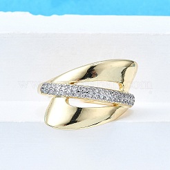 Mikropavé-Manschettenringe aus klarem Zirkonia aus Messing für Damen&nbsp;RJEW-G347-04G