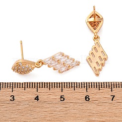 Latón micro pave aretes de circonita cúbica transparente&nbsp;EJEW-K300-31G