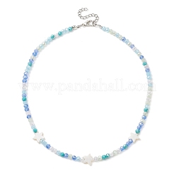 Set di 2 collane con perline a forma di stella in vetro e conchiglia naturale in 2 colori&nbsp;NJEW-JN04646-02