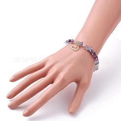 Natürliches Fluorit-Chip-Perlen-Stretch-Armband&nbsp;BJEW-JB07118-01