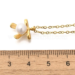 Halsketten mit Muschelperlen-Anhänger und Schleife&nbsp;NJEW-K255-10G