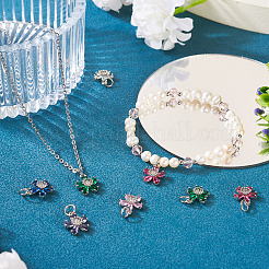 6pcs 6 colores latón micro pave colgantes de circonita cúbica&nbsp;KK-TA0002-10P