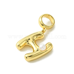 Ottone placcato a cremagliera con ciondoli pendenti europei con perle in plastica ABS&nbsp;KK-G501-02H-G