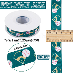 Cinta de grosgrain de poliéster estampada con tema de pelota deportiva de 25 yarda&nbsp;OCOR-WH20002-03A-05