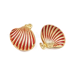 Muschelförmige Anhänger aus Messing-Emaille&nbsp;KK-I377-06G-A01