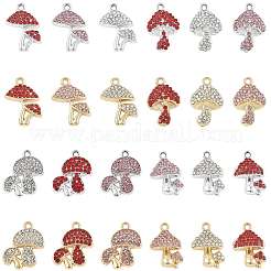 24 Stück 6-Farben-Rack-Plating-Legierung-Strass-Anhänger&nbsp;FIND-FS0004-96