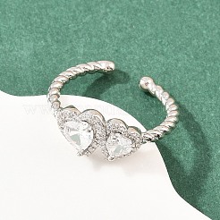 Bagues ouvertes en laiton avec micro pavé de zircones cubiques pour femmes&nbsp;RJEW-C153-04P