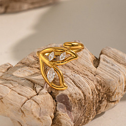 Offene Manschettenringe aus Edelstahl 304 mit Zirkonia-Pavé für Damen&nbsp;CA6223