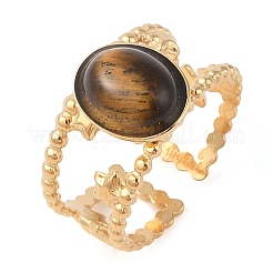 Anillos de dedo ovalados con piedras naturales mixtas&nbsp;RJEW-Z057-11G