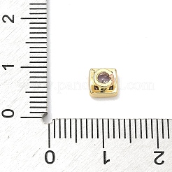 Cabochon quadrati in ottone micro pavé di zirconi cubici&nbsp;KK-P345-13G-E03
