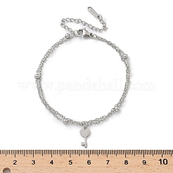 Braccialetti con ciondolo a forma di chiave in acciaio inossidabile 304&nbsp;BJEW-M097-01B-P