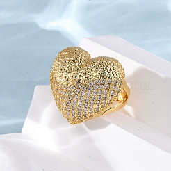 Anillos de puño abiertos ajustables con micropavé de circonita cúbica de latón para mujer&nbsp;RJEW-A072-02G