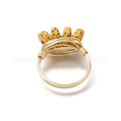 Fingerring aus geflochtenen Perlen aus natürlichem Lavastein&nbsp;RJEW-TA00214