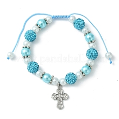 Kreuz-Legierungs-Strass-Anhänger-Armband für Damen&nbsp;BJEW-JB09485