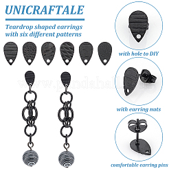 24 pieza de 6 estilos de accesorios para pendientes de acero inoxidable 304&nbsp;STAS-UN0040-29