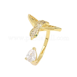 Manschettenringe aus Messing mit Mikropavé-Zirkonia für Damen&nbsp;RJEW-Z113-38G