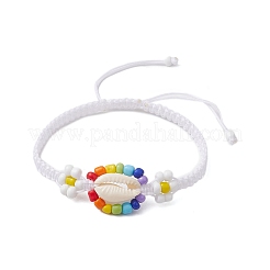Bracciali di perline intrecciate con conchiglie di ciprea e semi di vetro&nbsp;BJEW-JB11081