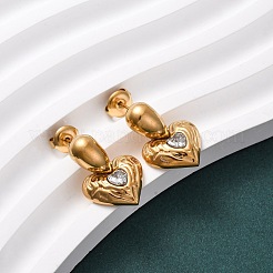 Orecchini pendenti a forma di cuore in acciaio inossidabile 304&nbsp;EJEW-S279-02G