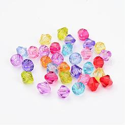 Mischfarbe gefärbt stämmig transparentem Acryl facettiert Doppelkegel Zwischenperlen Schmuck für Kinder&nbsp;X-DBB8mm