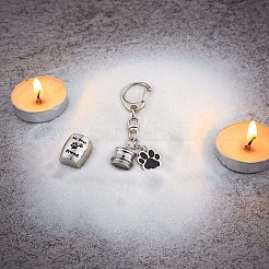 Haustierurne Schlüsselanhänger Pfotenabdruck Urne Anhänger Halskette Haustier Feuerbestattung Schmuck Edelstahl Pfotenabdruck Schlüsselanhänger Haustierandenken Katzen- und Hundeurne mit Aufbewahrungstasche&nbsp;JX365A