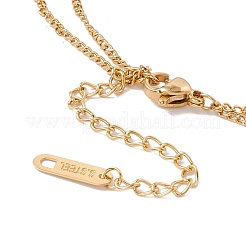 Tobillera de dos capas con eslabones de corazones y rhinestone&nbsp;AJEW-I064-02G-02