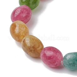 Bracelets extensibles en perles ovales en jade malaisien naturel teinté pour femmes&nbsp;BJEW-JB11039