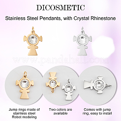 12 pendentif en acier inoxydable 201 de 2 couleurs&nbsp;STAS-DC0006-33