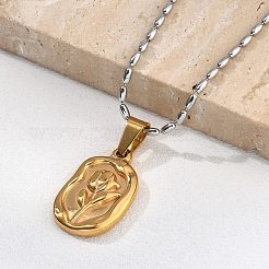 Halsketten mit Rosenanhänger aus 304 Edelstahl für Damen&nbsp;NJEW-S439-01B-GP