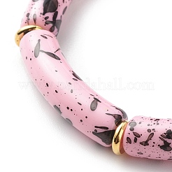 Braccialetto elastico con perline in tubo curvo acrilico&nbsp;BJEW-JB08443