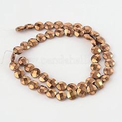 Electroplated non magnétiques hématite synthétique plats brins de perles rondes&nbsp;G-L368-06A
