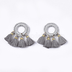 Pendentifs pompons en polycoton (polyester coton)&nbsp;LS-FIND-Q077-12