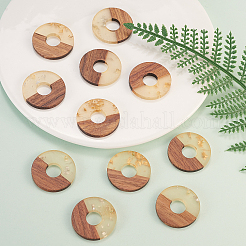 Pendentifs en résine transparente et bois de noyer&nbsp;RESI-CJ0001-50