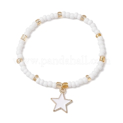 10 pièces 10 styles de perles de rocaille en verre ensembles de bracelets extensibles&nbsp;BJEW-MZ00095