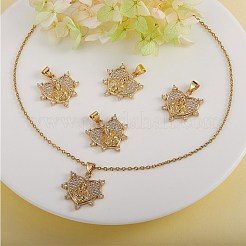 5 pièces en laiton micro pavé pendentifs en zircone cubique claire&nbsp;ZIRC-SZ0002-54