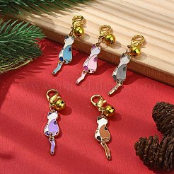 Decorazione pendente in smalto in lega di gatto&nbsp;HJEW-JM01476