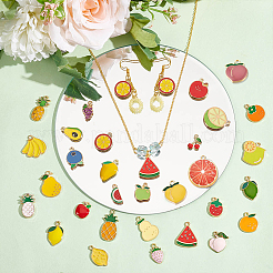 120pcs 30 styles pendentifs en émail en alliage de ton or clair&nbsp;ENAM-PH0002-68
