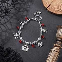 Bracelets à maillons en perles de verre pour femmes&nbsp;BJEW-JB12559