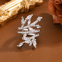Messing Micro Pave klare Zirkonia Manschette offene Ringe&nbsp;WGBB276-01