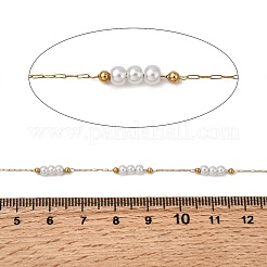 Handgefertigte 304 Edelstahl ABS Kunststoff Perlen Perlen runde Gliederketten&nbsp;CHS-L032-01G-05