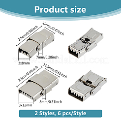 12 fermoir de bracelet de montre rectangulaire en acier inoxydable 201&nbsp;STAS-DC0016-42