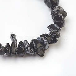 Natürliche Schneeflocke Obsidian Chip Perlen Fußkettchen&nbsp;AJEW-AN00229-04