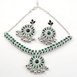 Orecchini a bottone in lega retrò con strass e collane pendenti&nbsp;FS-WGCC636-02