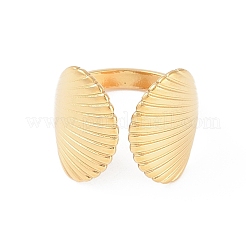 Ionenplattierung (IP) 304 Edelstahl Muschelform offene Manschettenringe&nbsp;RJEW-S418-01G