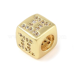 Laiton micro pave zircon cubique transparent perles européennes&nbsp;KK-K368-01G-03