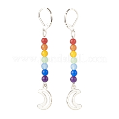 Jade de malaisie naturel avec breloque en alliage longues boucles d'oreilles à levier&nbsp;EJEW-JE04910