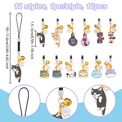 Décorations de pendentif en alliage d'émail en forme de chat&nbsp;HJEW-OC00001